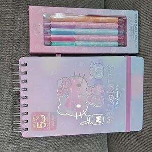 Hello Kitty Pastel Spiral Notebook and Gel Pen Set, New